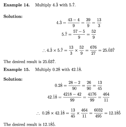 Multiplication and division of repeating decimal fractions